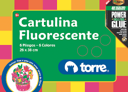 ESTUCHE TORRE CARTULINA FLUORESCENTE 26 X 38 cm 6 COLORES