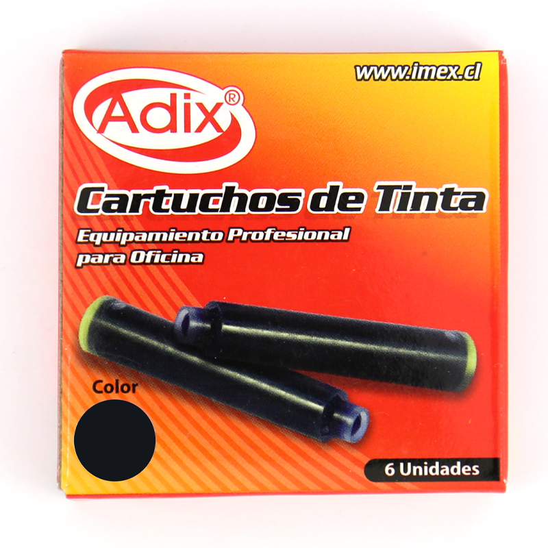 CARTUCHOS DE TINTA ADIX LAPICERA 6 UND. NEGRO